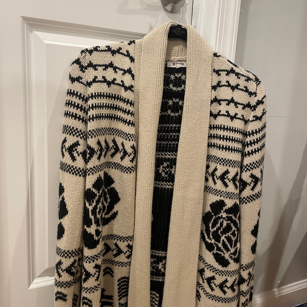 BB Dakota Cream and Black Knit Cardigan